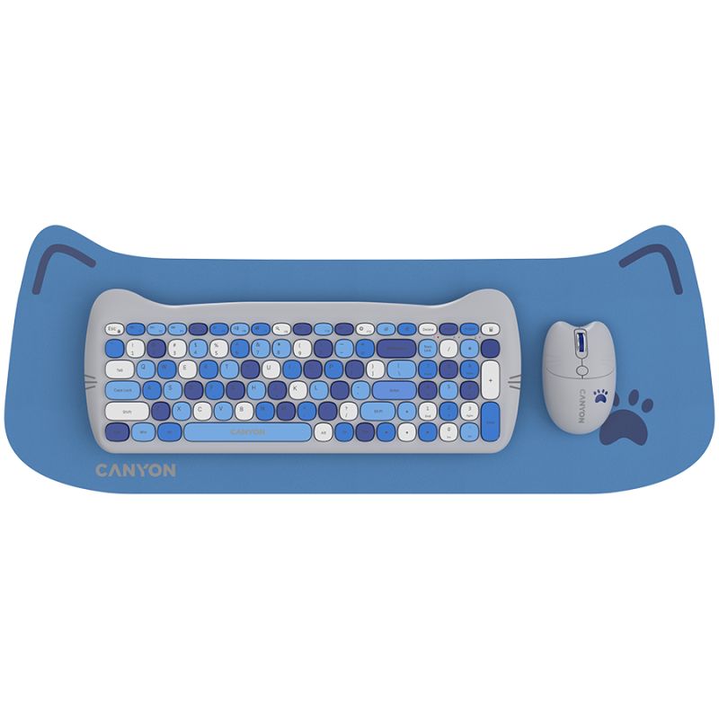 CANYON HSET-W6 EN/AD Keyboard+Mouse Kitty Edition AAA+АА Wireless Blue