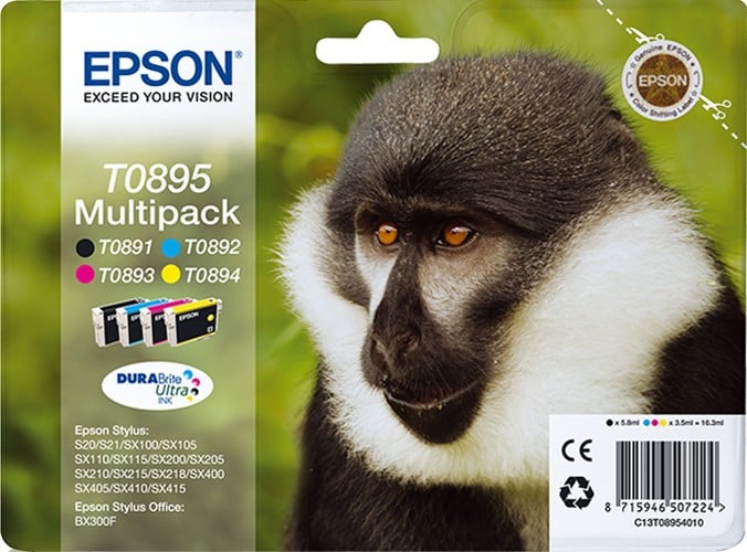 Epson Monkey T0895 ink cartridge 1 pc(s) Original Black, Cyan, Magenta, Yellow