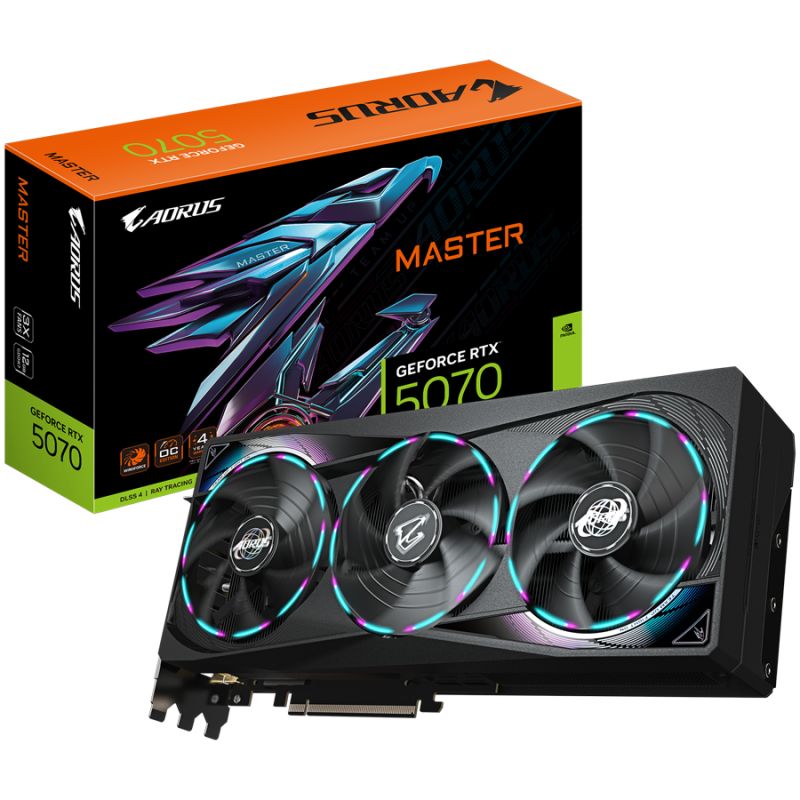GIGABYTE Video Card NVIDIA AORUS GeForce RTX 5070 MASTER 12G (12GB GDDR7/192bit, PCI-E 5.0, Recommended PSU 750W, 16Pin Power connector, 3x 