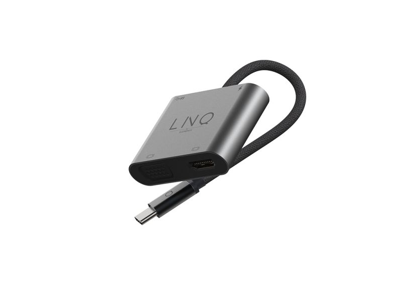 Docking station LINQ 4 in 1, USB-C, HDMI 4K@60Hz, VGA 1080p@60Hz, USB-C PD 100W, USB 3.2, LQ48001