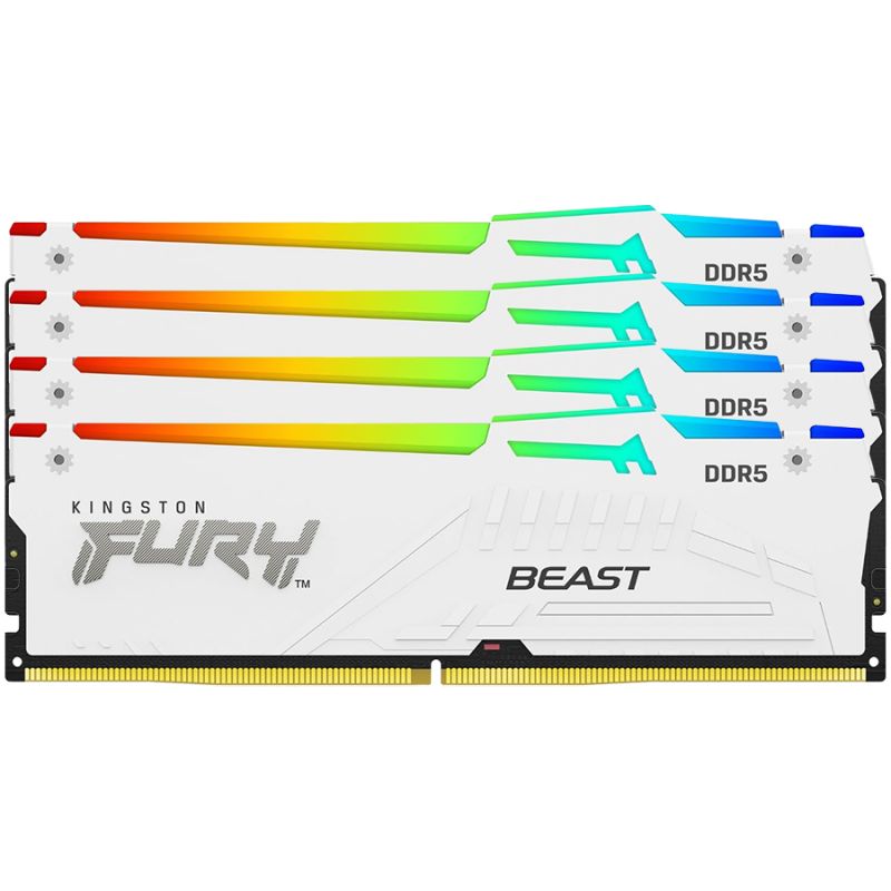 Kingston 128GB 5600MT/s DDR5 CL40 DIMM (Kit of 4) FURY Beast White RGB XMP