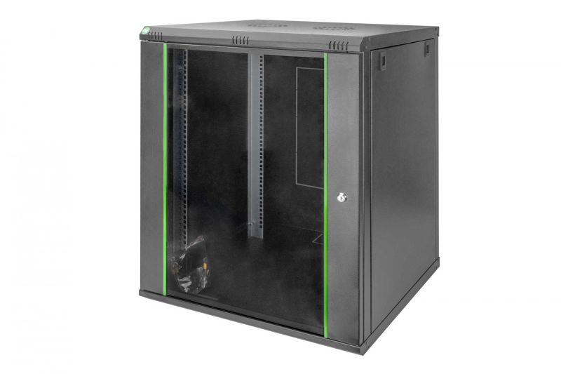 16U wall mounting cabinet 789x600x600 mm, color black (RAL 9005)