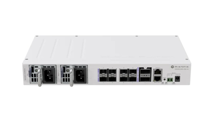 Mikrotik Cloud Router Switch 510-8XS-2XQ-IN, 650 MHz CPU, 128MB RAM, 2×100G QSFP28, 8×25G SFP28, RouterOS v7
