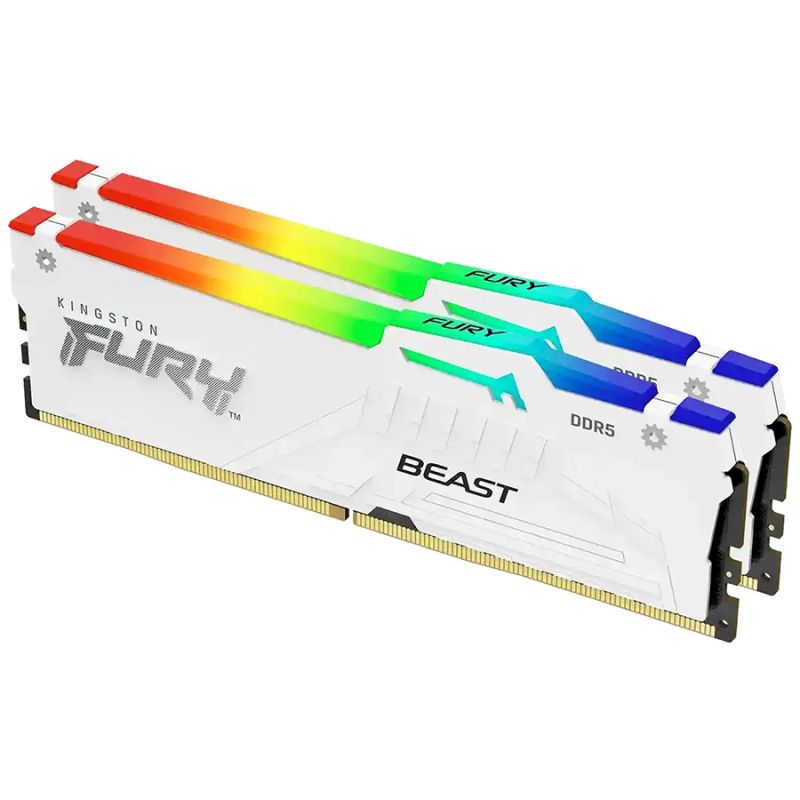 Kingston DRAM 64GB 5200MT/s DDR5 CL40 DIMM (Kit of 2) FURY Beast White RGB XMP