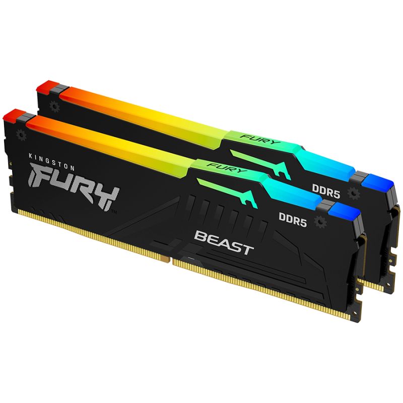 Kingston DRAM 32GB 5200MT/s DDR5 CL40 DIMM (Kit of 2) FURY Beast RGB XMP