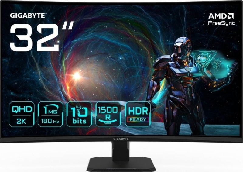 GIGABYTE GS32QCA 80,01cm 31,5 inch VA Monitor 2‎‎560x1440 1‎80Hz 250cd/m2 HDMI 2.1 x2 Display port 1.4 x1