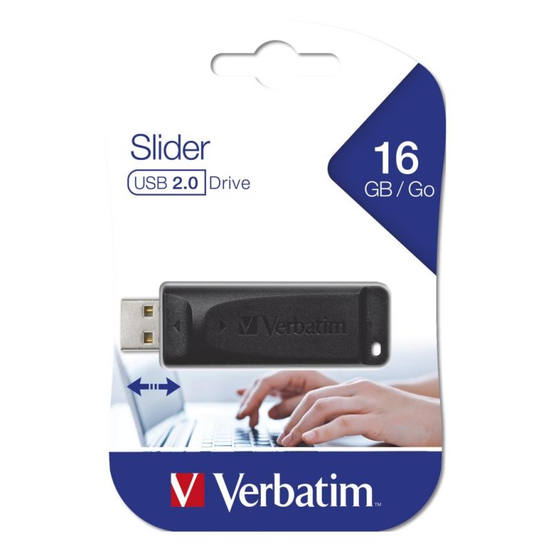 USB stick Verbatim 2.0 #98696 16GB Store 'n' Go Slider, crni