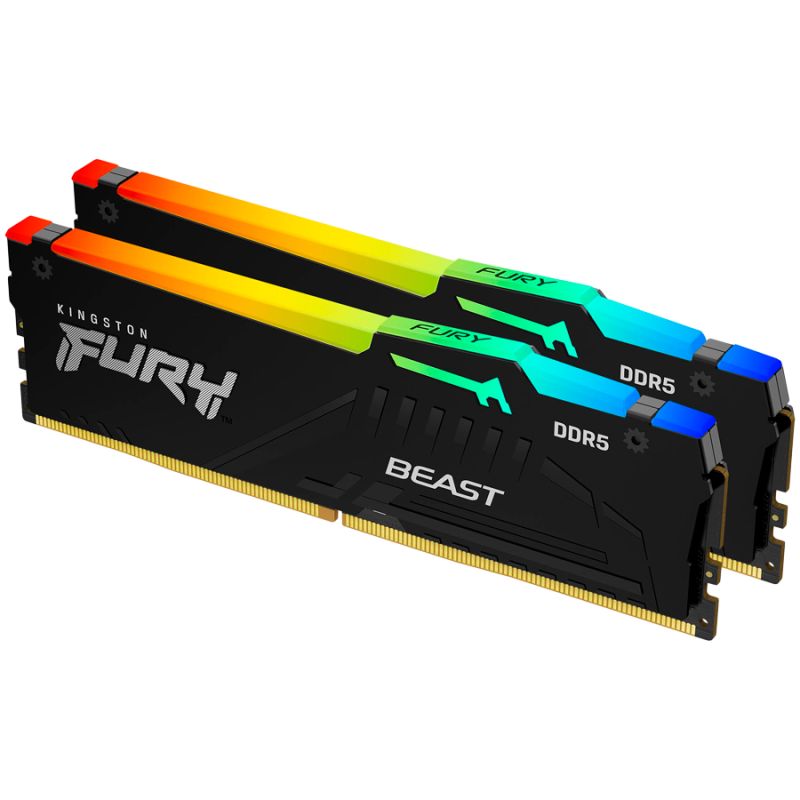 Kingston 64GB 5200MT/s DDR5 CL40 DIMM (Kit of 2) FURY Beast RGB