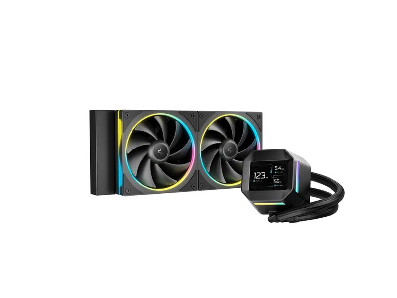 AIO Liquid Cooler DeepCool LM240, 240mm, LCD, ARGB, black