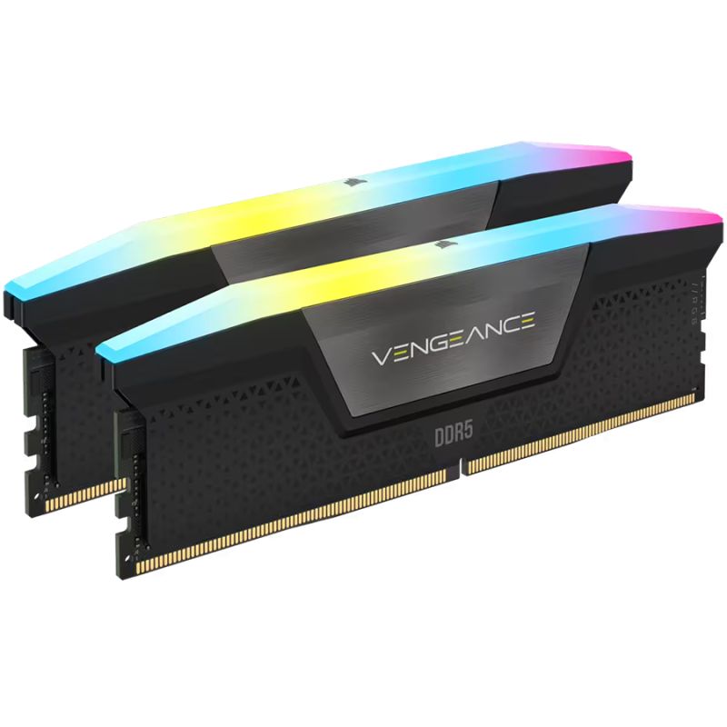 CORSAIR DDR5, 5200MT/s 48GB 2x24GB DIMM, 38-38-38-84, XMP 3.0, VENGEANCE RGB DDR5 Black Heatspreader, RGB LED, 1.25V