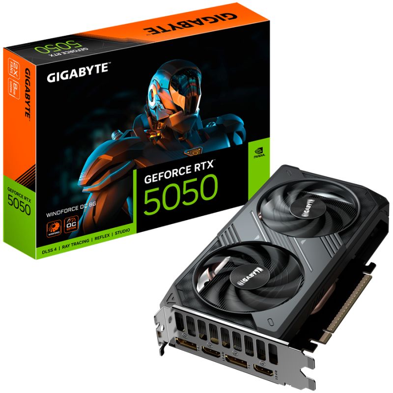 GIGABYTE Video Card NVIDIA RTX 5050 WINDFORCE OC 8G, 8GB GDDR6, 128bit, PCI-E 5.0