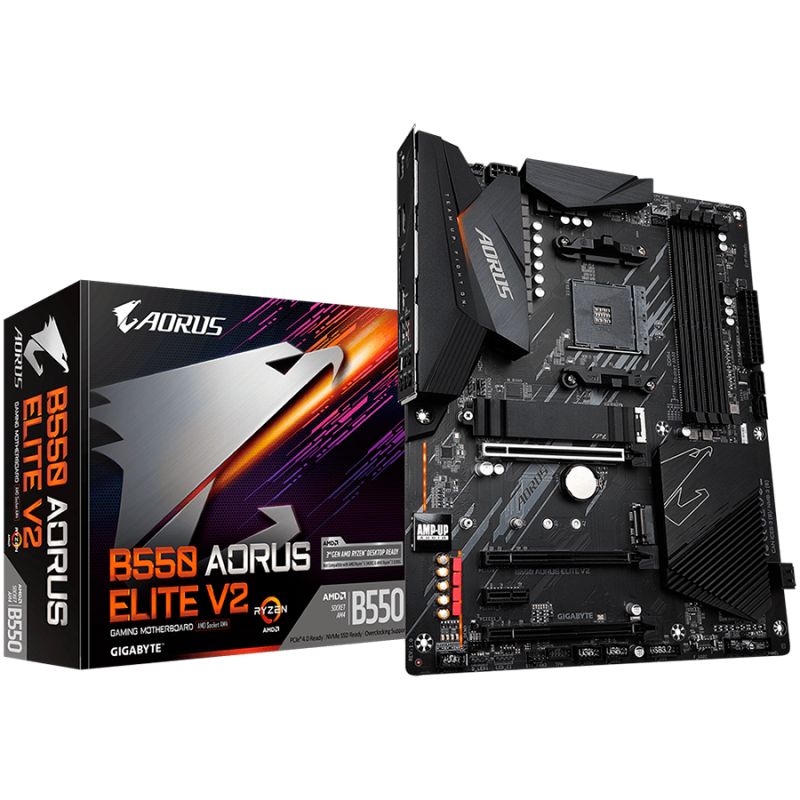 GIGABYTE Mainboard Desktop B550 AORUS ELITE V2 DDR4 (Socket AM4, 4x DDR4 up to 128GB, 1x PCI--Ex16x16 CPU, 3x PCI-Ex16 x2, x1_2,x1_1 Chipset