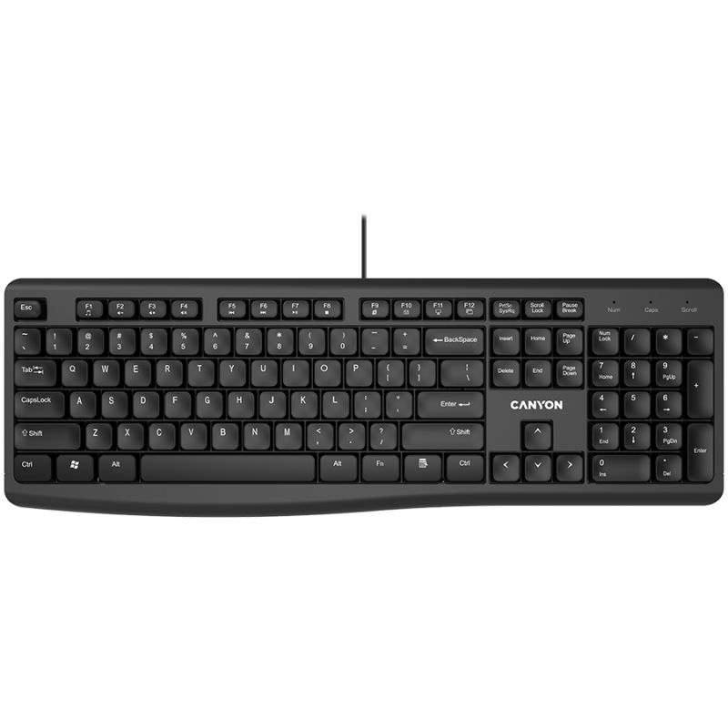 CANYON keyboard KB-50 EN/AD Slim Wired Black