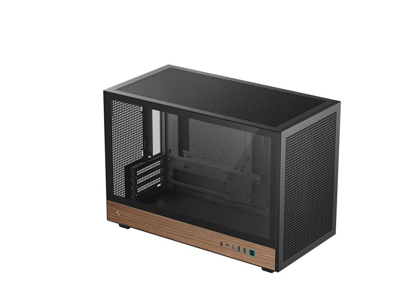 Case DeepCool CH260 WOOD, Micro-ATX, Tempered Glass, Black