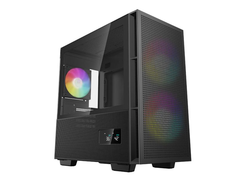 Case DeepCool CH360 Digital, Micro-ATX, ARGB, LCD, Tempered Glass, Black