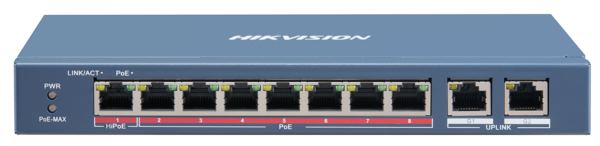 HikVision 8-Port 100Mbps RJ45 PoE (110W) 2x GbE RJ45 Unmanaged Switch