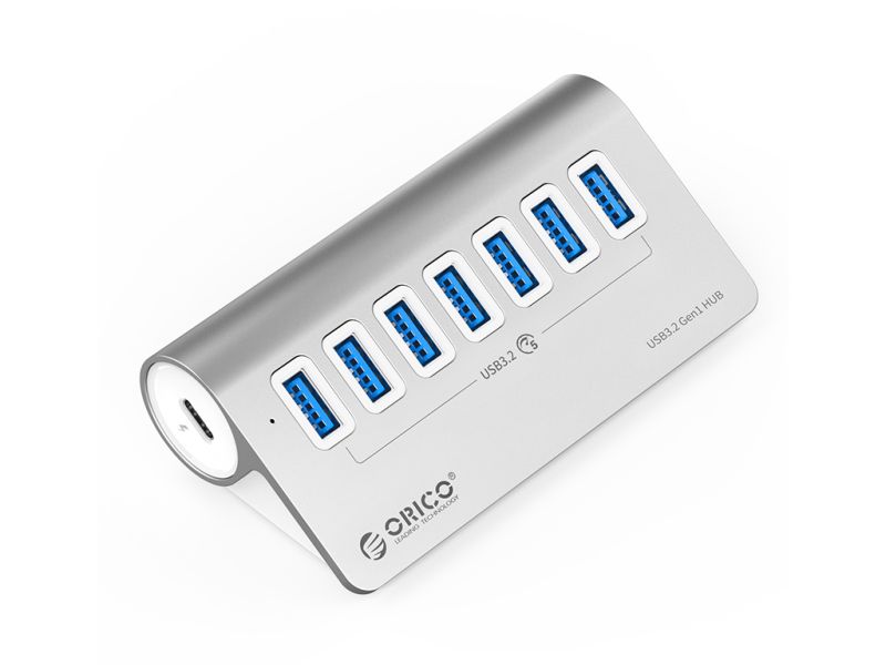 USB-C hub 7-port, 7x USB-A 3.2 Gen2, 10Gbps, ALU, ORICO M3U7-G2
