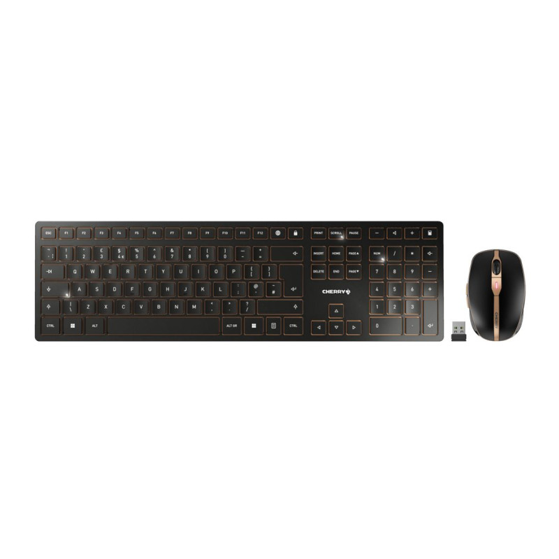Cherry DW 9100 Slim bežična/BT tipkovnica + miš, AES-128 enkripcija, crna