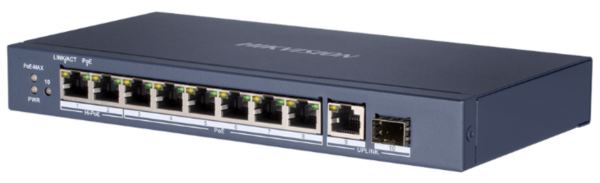 HikVision 8-Port GbE RJ45 PoE (110W) 1GbE RJ45 1G SFP Unamanged Switch