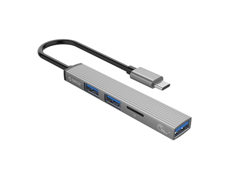 USB-C hub 4-port 1x USB 3.0 2x USB 2.0, TF, 0.15m,  ALU grey, ORICO AH-12F