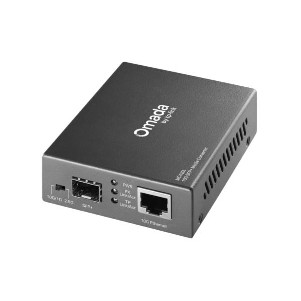 Omada 10G Multi-Gigabit RJ45 to 10G SFP+ Slot Supporting MiniGBIC Modules PORT: 1× 10G SFP+ Slot, 1× 10G Multi-Gigabit RJ45 Port (Auto MDI/M