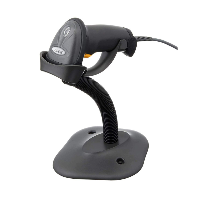 Zebra LS2208 1D laserski barcode čitač + stalak, USB, antracit