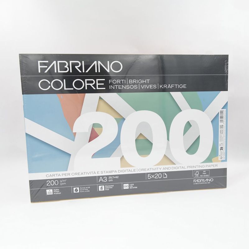 Papir Fabriano Colore A3/200g miješani tamni 100L 19100818