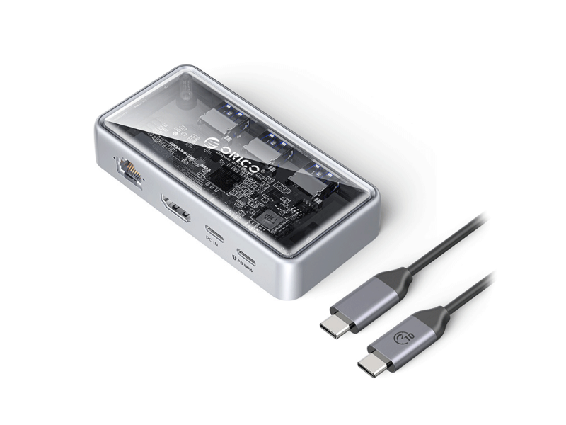 Docking station USB-C, 6-in-1, 3xUSB 3.0, HDMI, RJ-45, PD 100W, ORICO TM10-6P
