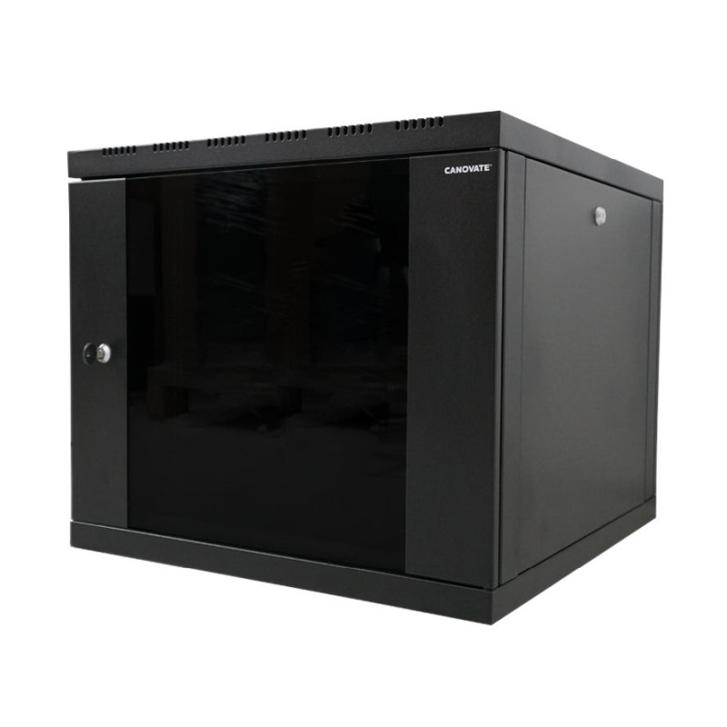 Canovate 12U 600x560x631 SINGLE zidni ormar s bočnim stranama koje se mogu otvoriti izvana, crni (WS3O-9-1265F)