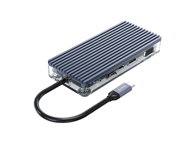 Docking station USB-C, 11 in 1, 3x USB 3.0, 1x USB 2.0, HDMI, VGA, audio, card reader, RJ45, PD 100W, ORICO