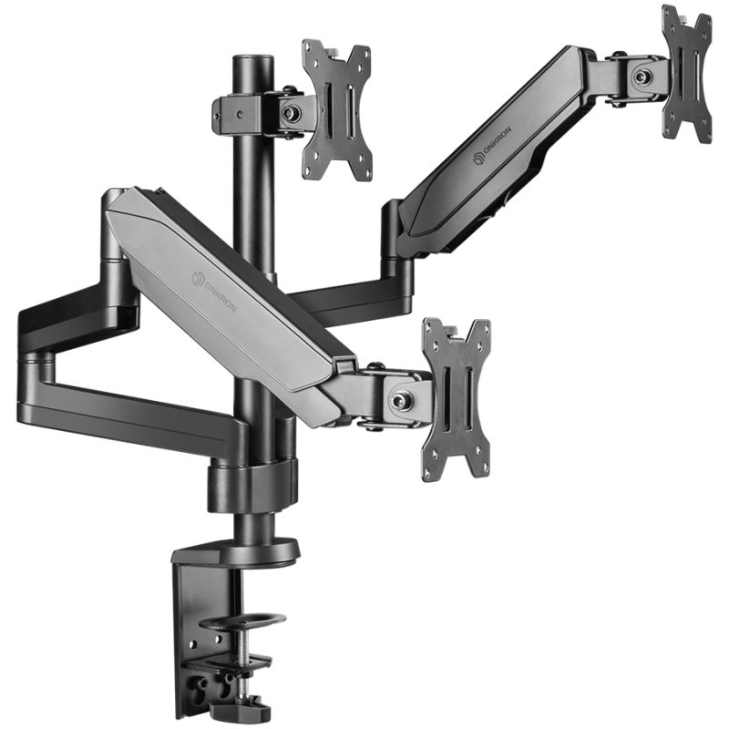 ONKRON Triple Monitor Desk Mount Stand for 13-32-Inch LCD LED Screens up to 8 kg, Black