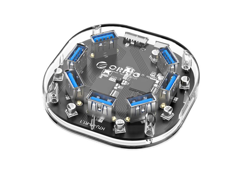 USB hub s 7 vhodi, USB 3.0, prozoren, ORICO H7U-U3