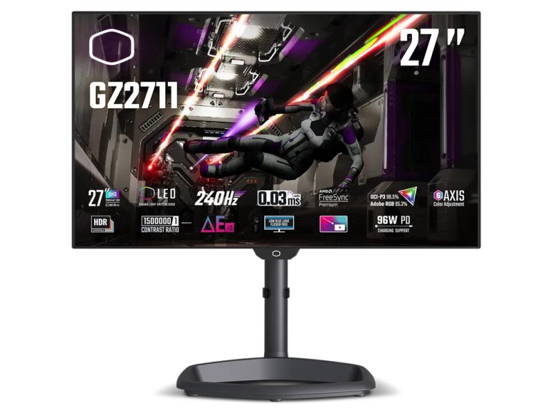 Monitor 27'' (69 cm) QHD OLED 240Hz, HDR10, 2xHDMI, 2xDisplayPort, USB-C DP Alt., Speakers, Cooler Master Tempest GZ2711