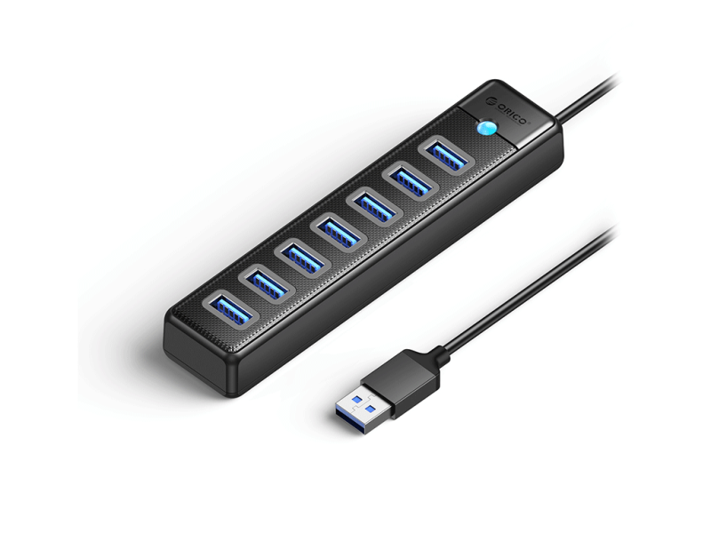 USB hub 7-port, USB 3.0, 1m, Black, ORICO PW7U-U3