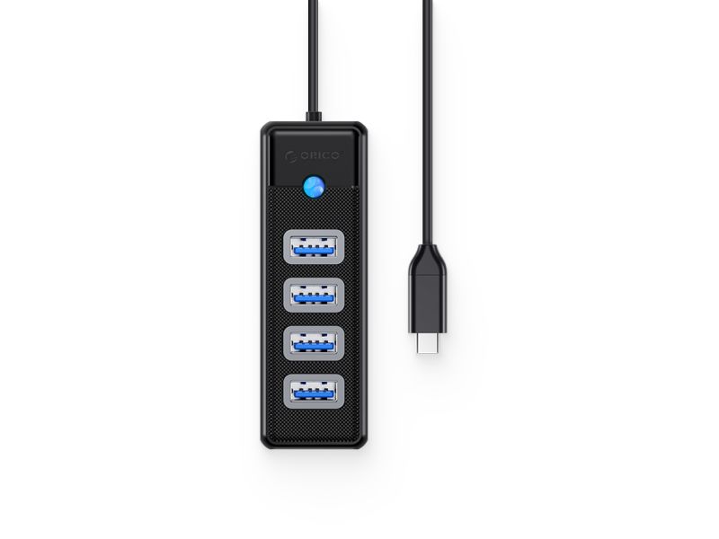 USB-C hub 4-port, USB 3.0, 0.15m, black, ORICO PW4U-C3-015