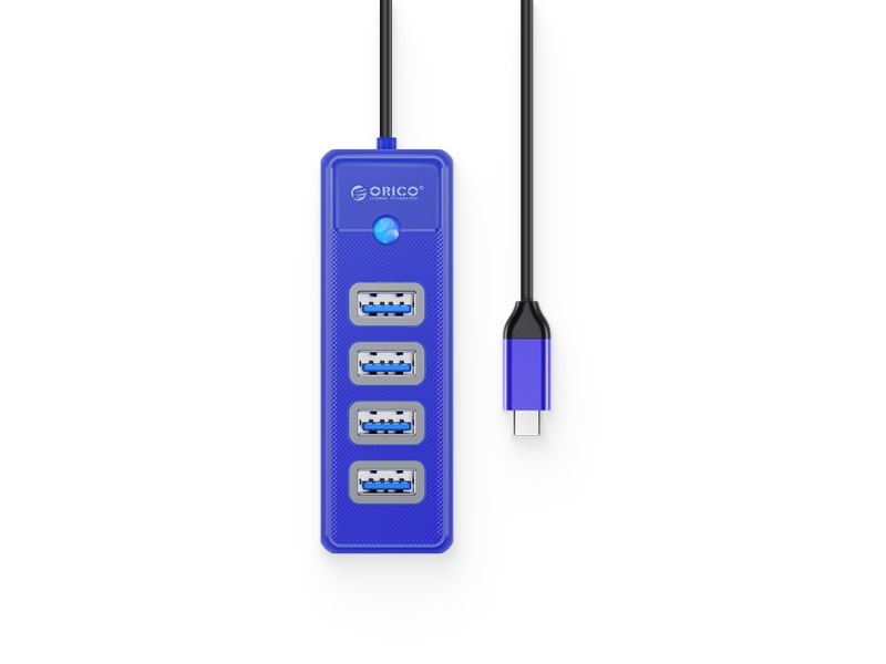 USB-C hub 4-port, USB 3.0, 0.15m, blue, ORICO PW4U-C3-015